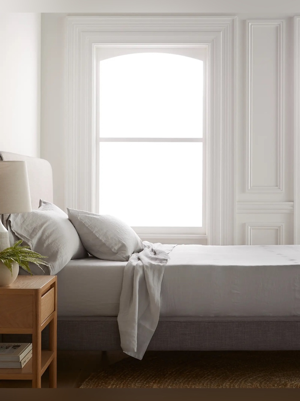 New Quince European Linen Sheet Set (4-pieces) for King - Light Grey MSRP $204